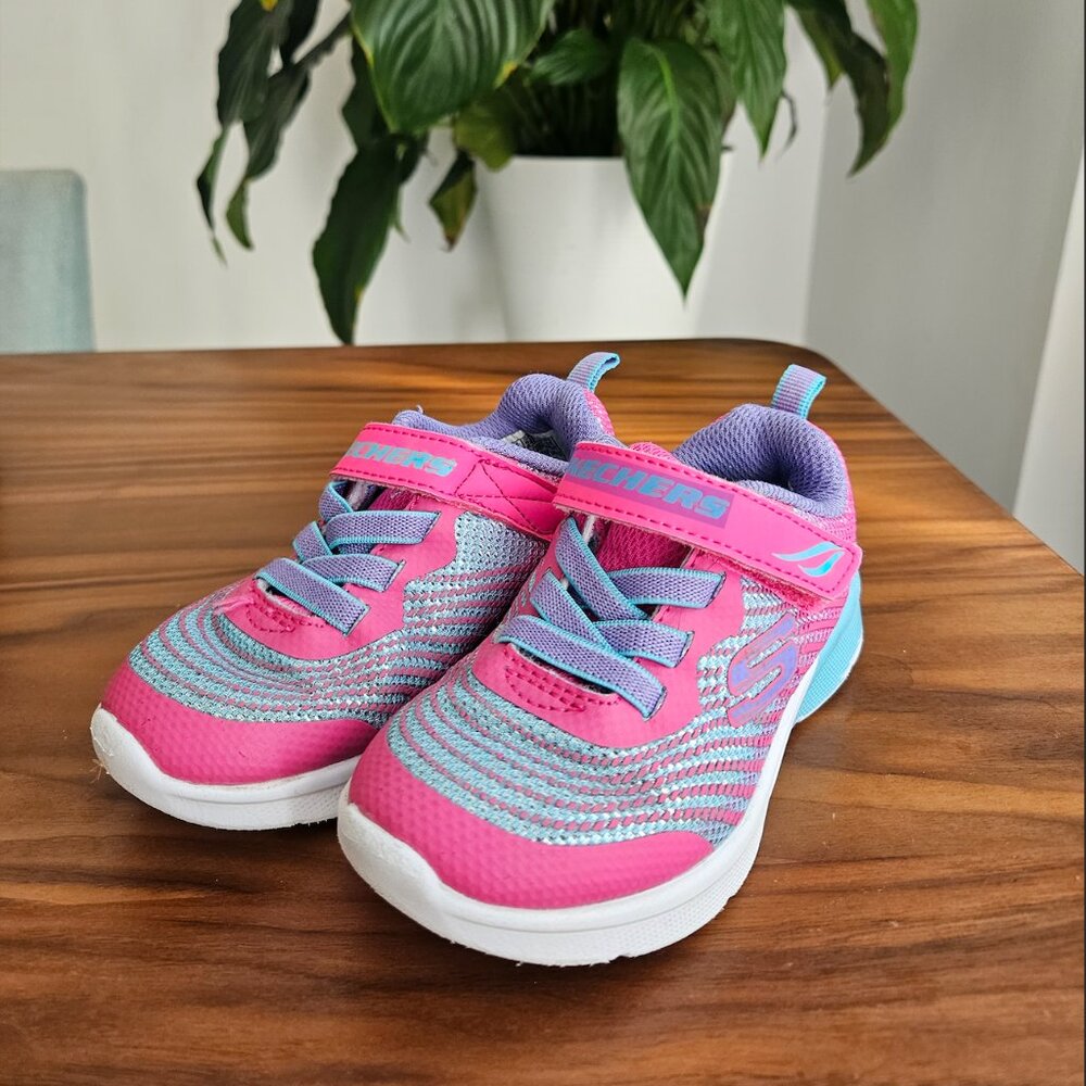 Toddler Girls Skechers Pink/Blue shoes (Size 8)